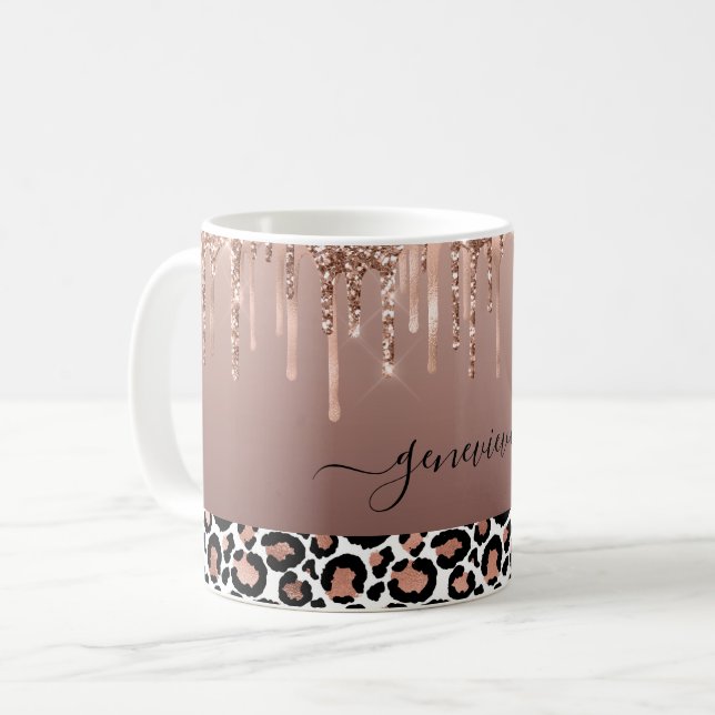 Mug Parties scintillant Léopard Rose Gold Girly (Devant gauche)