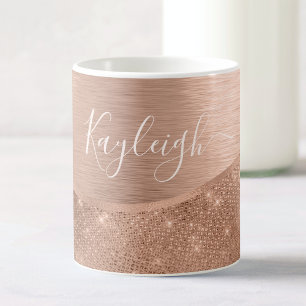 Mug Parties scintillant métal Rose or personnalisé