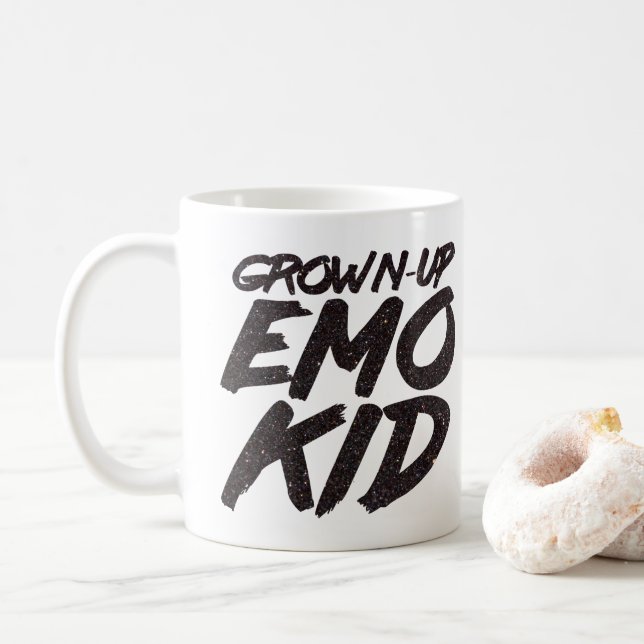 Mug parties scintillant noire de l'enfant d'âge adulte (Avec donut)