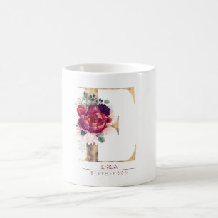 Mug Parties scintillant or E Monogramme Floral Bourgog