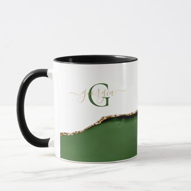 Mug Parties scintillant or et Agate vert Nom du monogr (Gauche)