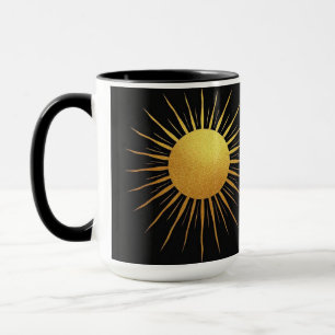 Mug Parties scintillant or texture soleil sur noir