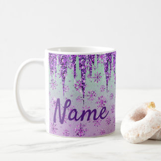 Mug Parties scintillant Purple Snowflakes Design Coffe