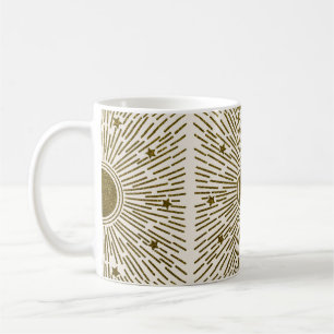 Mug Parties scintillant rétro, soleil doré avec rayons