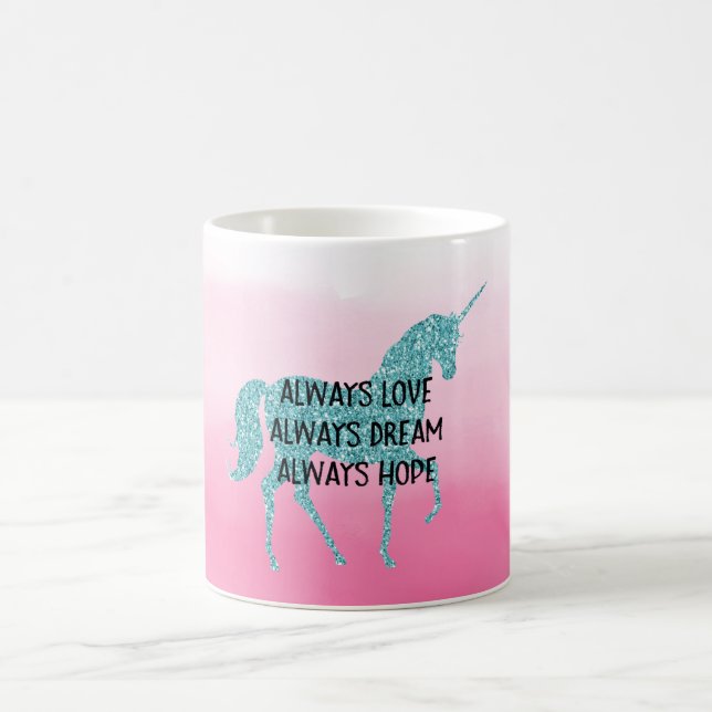 Mug Parties scintillant rose brillante Aqua Unicorn Dr (Centre)