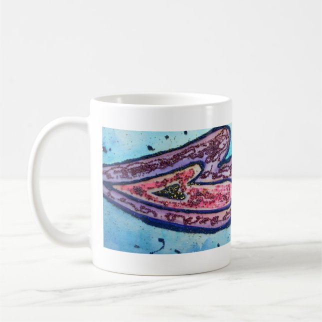 Mug Parties scintillant rose Coeurs pourpres Personnal (Gauche)