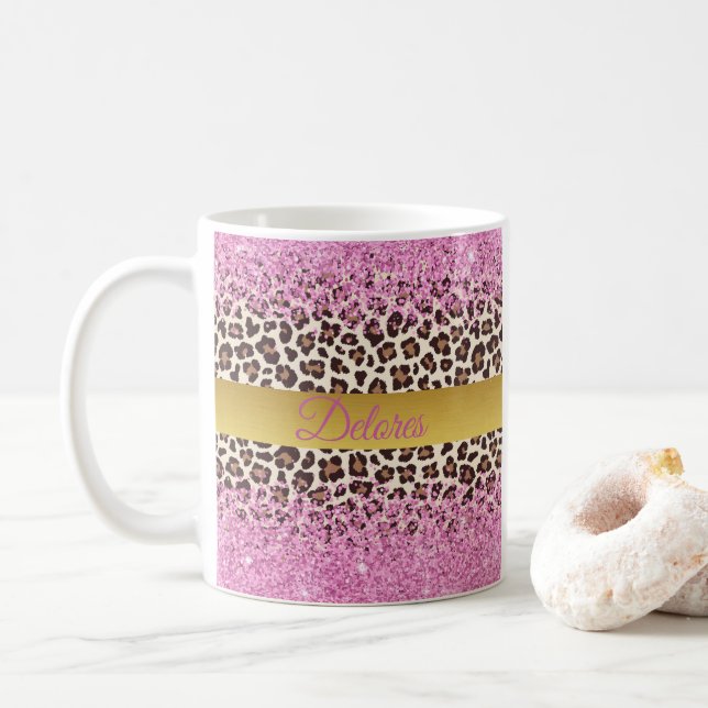 Mug Parties scintillant rose et Musique d'or (Avec donut)