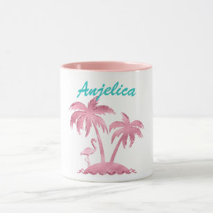 Mug Parties scintillant rose Flamant rose rétro et pal