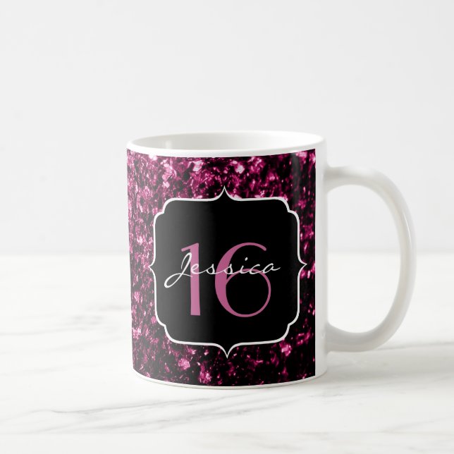 Mug Parties scintillant rose foncé brillant étincelant (Droite)