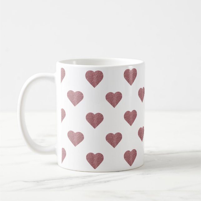 Mug Parties scintillant Rose Gold Coeurs Arrière - pla (Gauche)