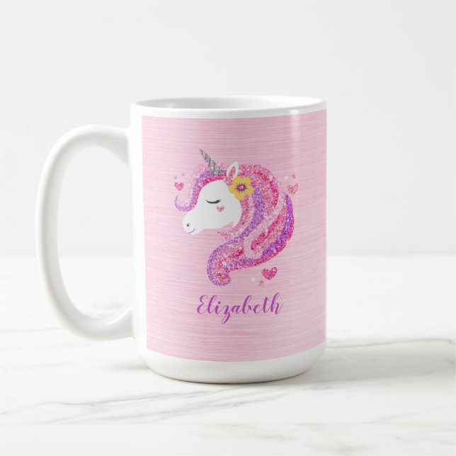 Mug Parties scintillant rose magique personnalisée Vis (Gauche)