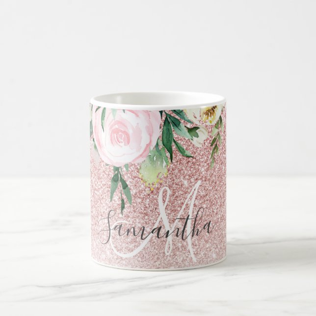 Mug Parties scintillant rose moderne & Fleurs Étincell (Centre)