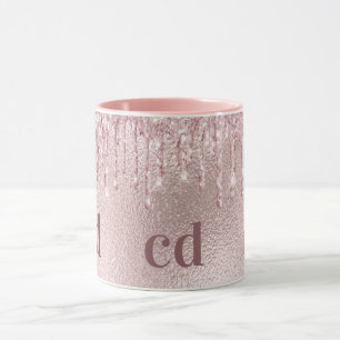Mug parties scintillant rose or gouttes rose personnal