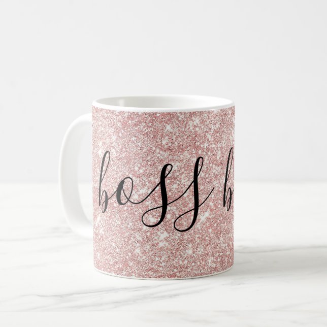 Mug Parties scintillant rose or rose et mousse Boss Ba (Devant gauche)