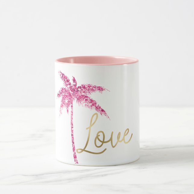 Mug Parties scintillant rose Palm Tree Gold Love (Centre)