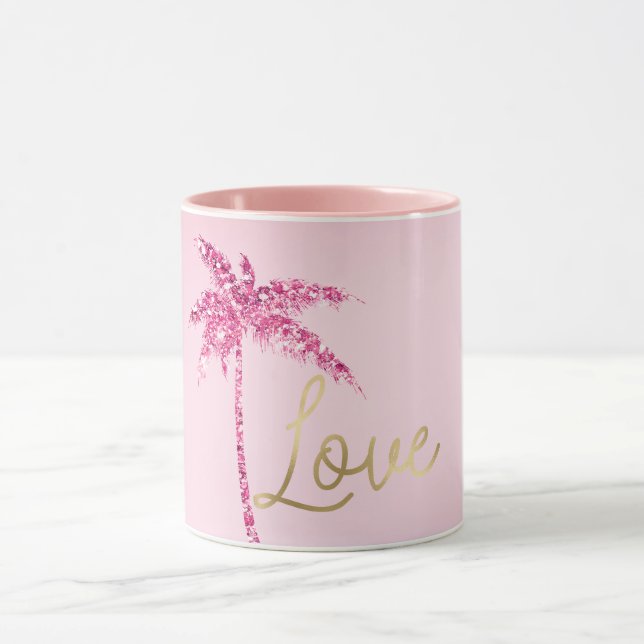 Mug Parties scintillant rose Palm Tree Ombre Gold Love (Centre)