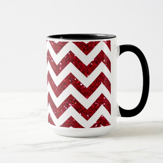 Mug Parties scintillant rouge foncé Chevron Motif (Droite)