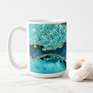Mug Parties scintillant turquoise bleu or marbre Aqua