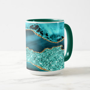 Mug Parties scintillant turquoise Blue Gold Marbre Tur