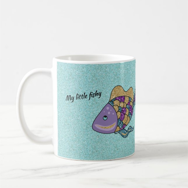 Mug Parties scintillant violet et or baignade poisson  (Gauche)