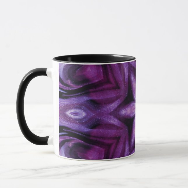 Mug Parties scintillant violette Coeur et Fleur Motif  (Gauche)