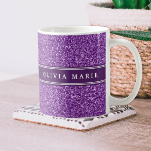 Mug Parties scintillant violette (faux) Nom personnali