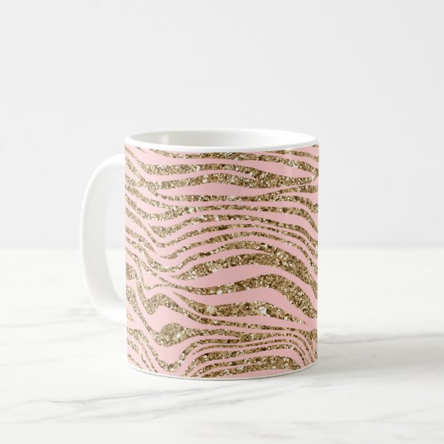 Mug Parties scintillant Zebra Gold Rose (Devant gauche)