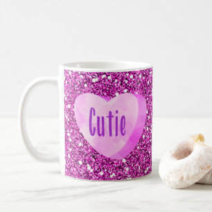 Mug Parties scintillantes roses de Faux de coeur de
