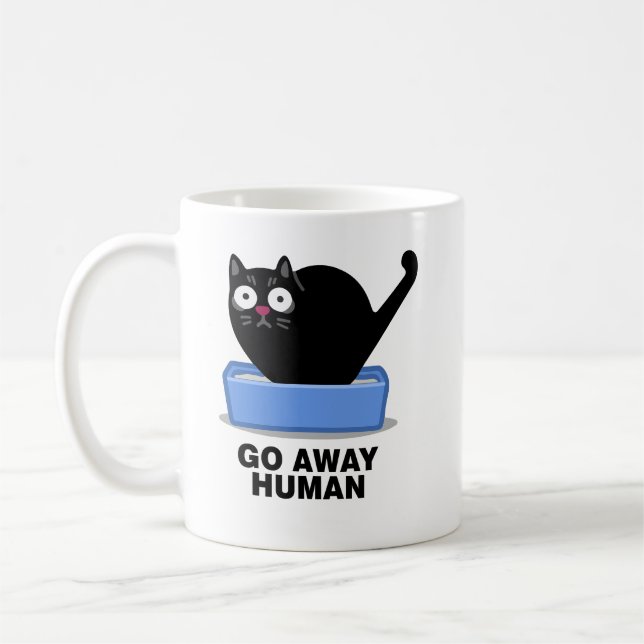 Mug Partir Humain Drôle Mignonne Chat Noir Déteste Hum (Gauche)
