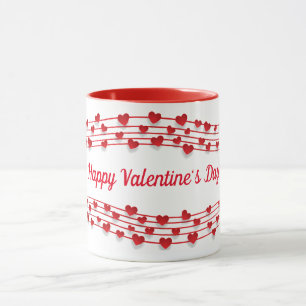 Mug Partition de musique Cœurs rouges Saint-Valentin