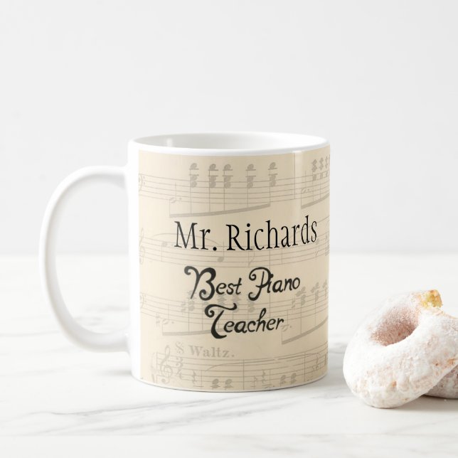 Mug Partition Meilleur Piano Enseignant Musique rend l (Avec donut)