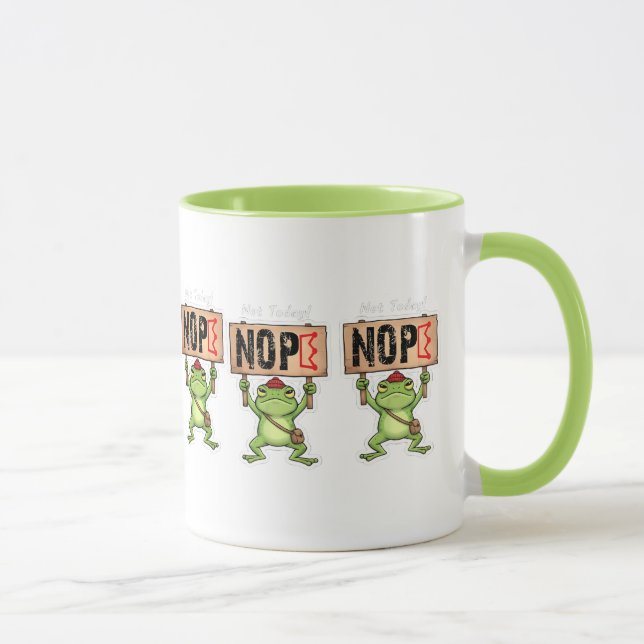Mug Pas aujourd'hui ! Autocollant Grenouille Non (Droite)