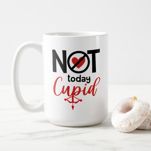 Mug Pas aujourd'hui Cupid anti-valentine rouge flèche  (Avec donut)