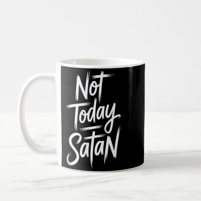 Mug Pas aujourd'hui Satan drôle rétro croix chrétienne (Gauche)
