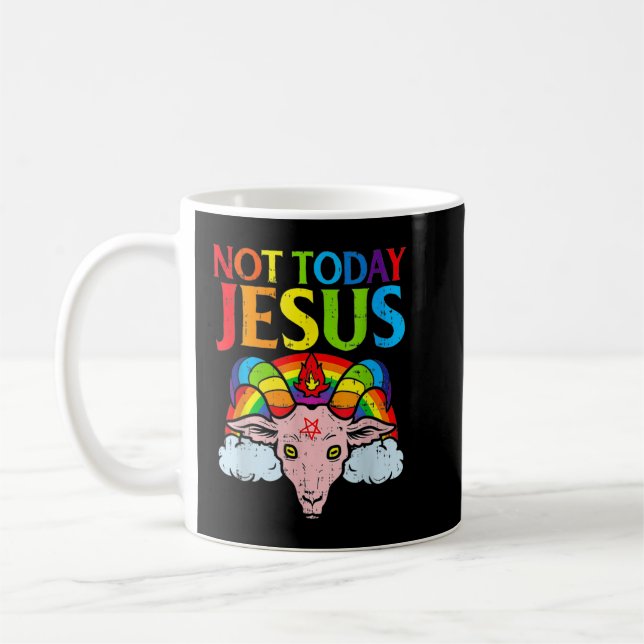 Mug Pas aujourd'hui Satan Jésus contre Satan en T-Shi  (Gauche)