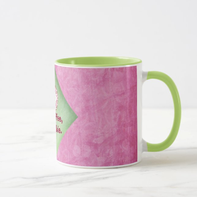 Mug Pas de café Pas de biscuits en rose et vert (Droite)