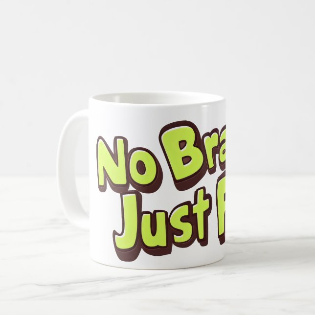 Mug Pas de cerveau juste amusant texte jaune (Devant gauche)