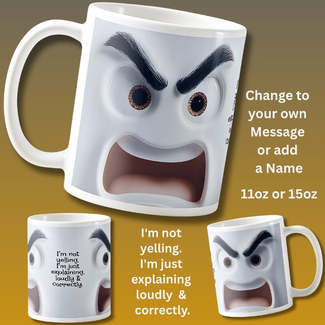 Mug Pas de cri, ajoutez un message avec un visage expr (Créateur téléchargé)