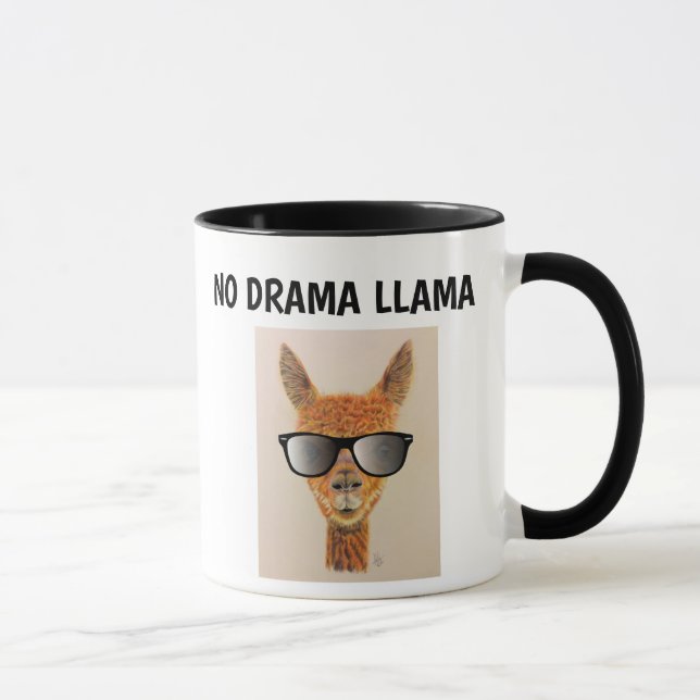 Mug PAS DE DRAMA LAMA avec lunettes de soleil Coffee M (Droite)