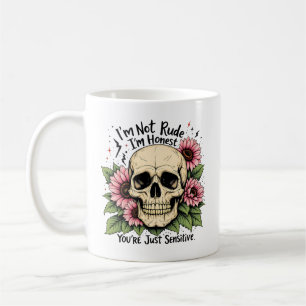Mug Pas de mauvaise boue   Drôle Skull & Floral Coffee