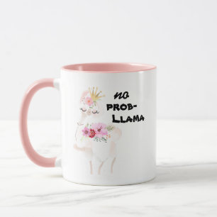 Mug Pas De Prob-Llama Drôle Joli Lama Rose Floral