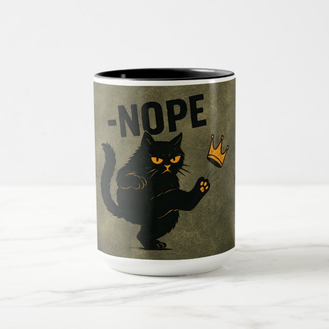 Mug Pas De Rois En Amérique Chat Noir Drôle Kicking Cr (Centre)