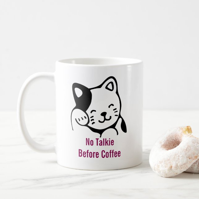 Mug Pas De Talkie Avant Café Cute Kitty Cat (Avec donut)