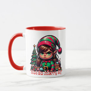Mug Pas très joyeux elf de Noël Funny Personnalisé