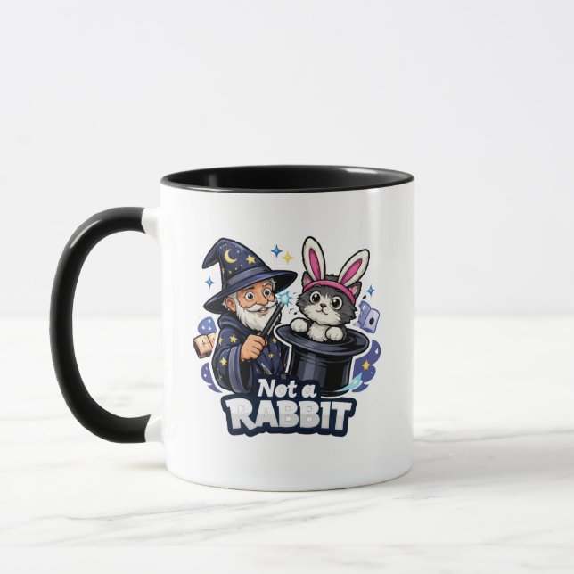 Mug Pas un Lapin – Magicien Tirant un Chat Drôle (Gauche)