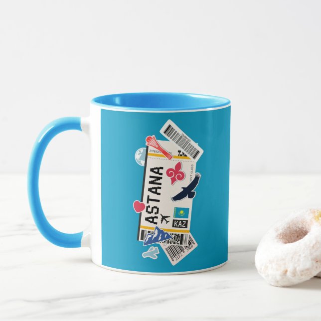 MUG PASSE D'EMBARQUEMENT ASTANA KAZAKHSTAN (Avec donut)