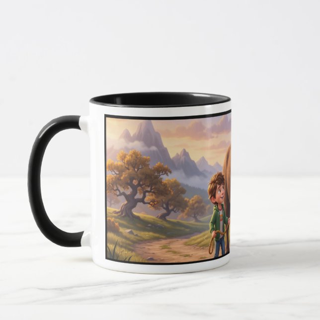 Mug Passé Résonnant Garçon Fantaisiste et Bison (Gauche)