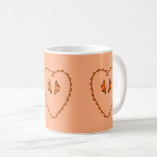 Mug Passion Les papillons dansent sur le badge du coeu