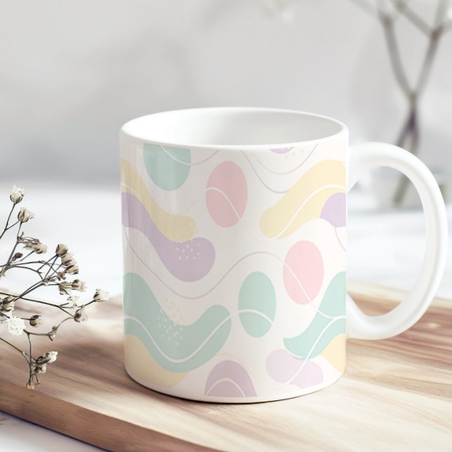 Mug Pastel Abstract Seamless Pattern Waves and Circles (Créateur téléchargé)
