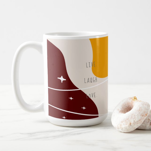 Mug Pastel Abstrait Live Laugh Love (Avec donut)